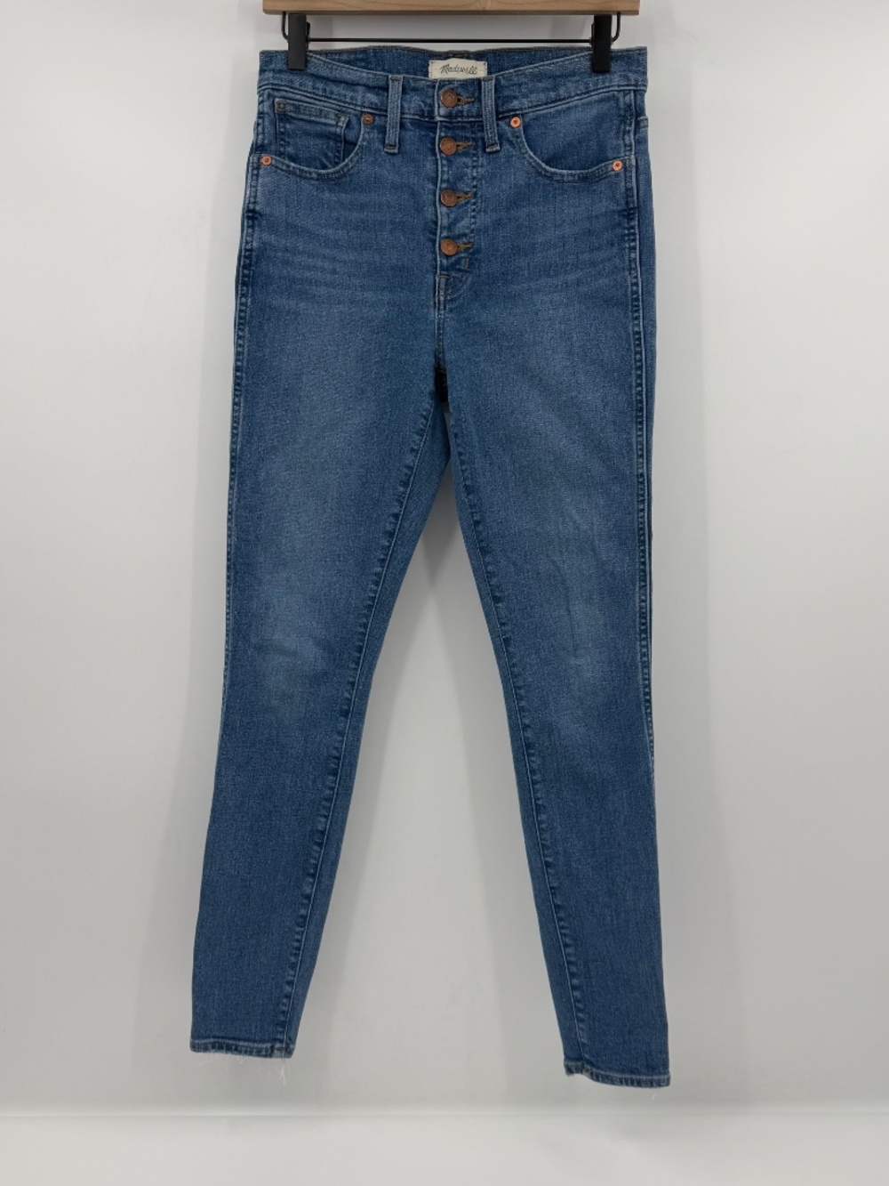 Madewell 10" High Rise Skinny Jeans Women 28 Blue Dewitt Wash Button Fly Stretch